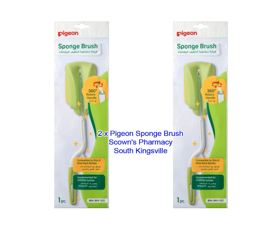 2 x Pigeon Sponge Brush - Provides Soft Cleaning Without Scratching