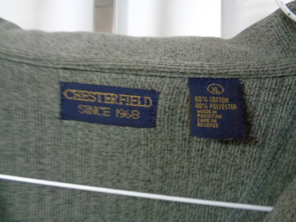 CAMISA JERSEY HOMBRE CHESTERFIELD MANGA LARGA VERDE GRISÁCEO ALGODÓN POLIÉSTER 2X Foto 2 de 4