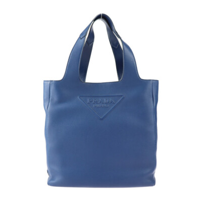 PRADA Tote Bag 2VG092 VITELLO DAINO Vitello Dino Tote with Triangle Logo le...