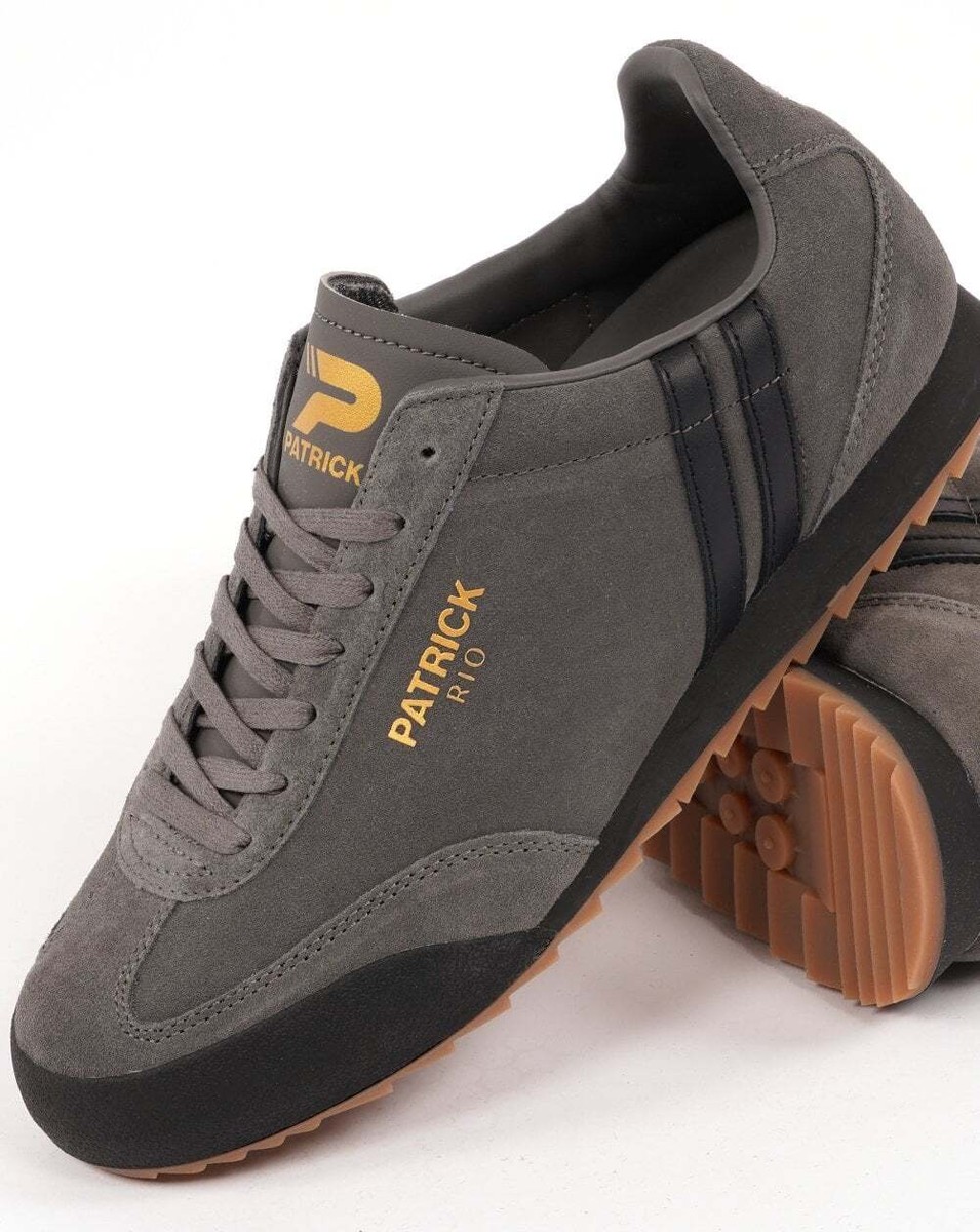 Patrick Rio Trainers Charcoal/Black Sneakers, Retro, Terraces, Footwear,  80s