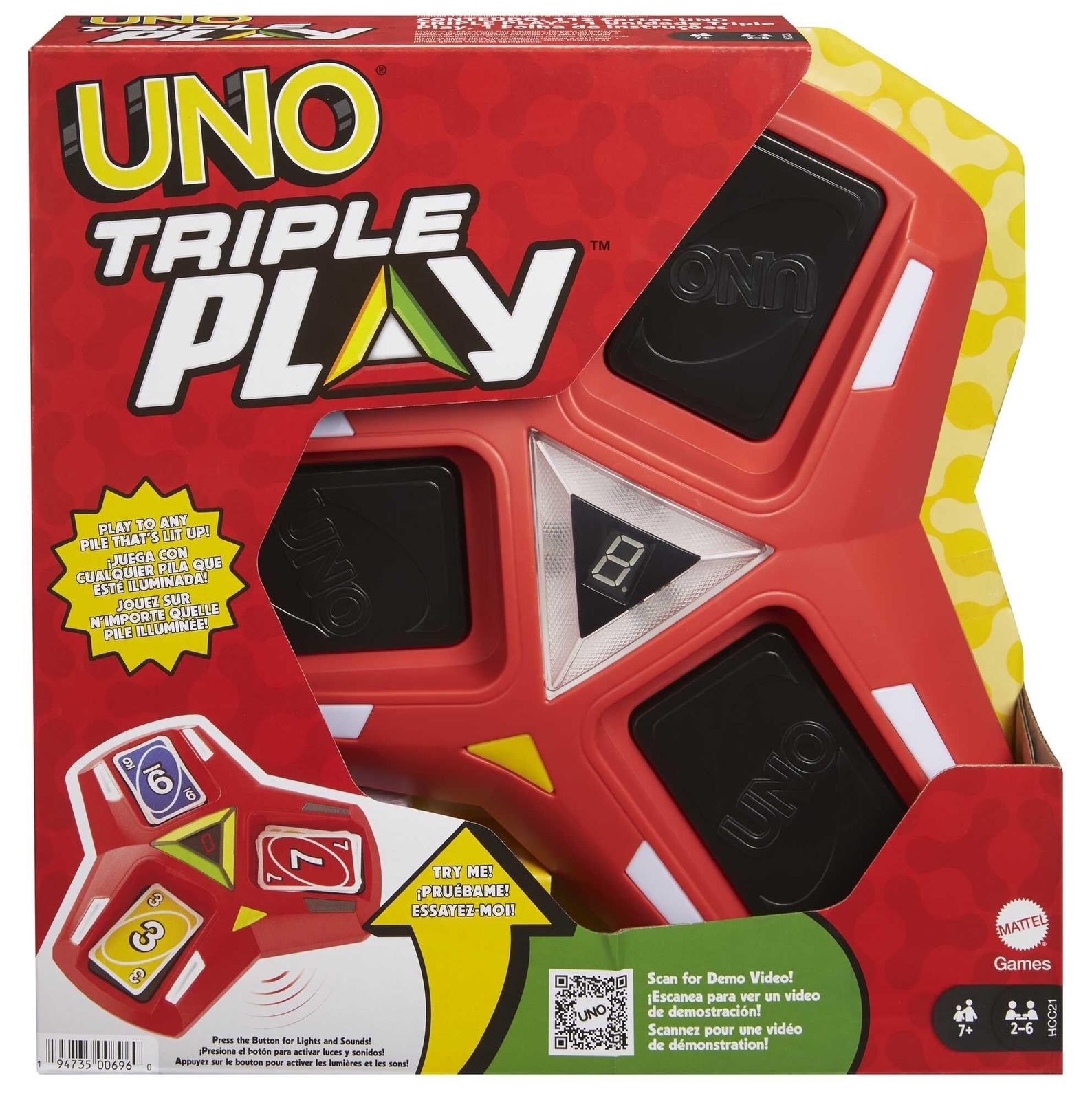 UNO Triple Play Kartenspiel mit Licht- und Soundeffekten Gesellschaftsspiel Neu 7790₽