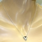 925 Sterling Silver .20ct black white green diamond "V" pendant necklace 4g 18" — photo 6
