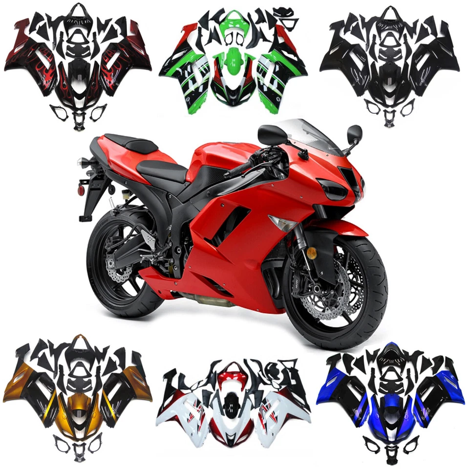 Kit de carenados de inyección para Kawasaki Ninja ZX6R 636 2007 2008 carrocería de plástico Foto 2 de 4