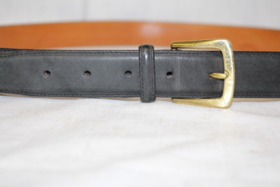 Brighton leather belt with solid brass buckle, black Vintage 92 Brighton Mickey & Co Disney Belt Black Leather  main image 4