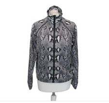 Adam Selman Black/white Python Print Zip-up Track Jacket Size S Bnwt