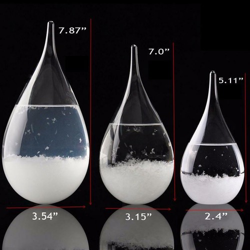 Barómetro de vidrio de tormenta Crystal Drop Weather Forecaster w / Base de madera - Grande - Imagen 4 de 6
