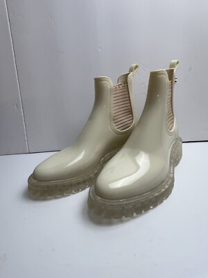 Women 38 Lemon Jelly Rain Boots Waterproof Boots Off White Clear Bottom 