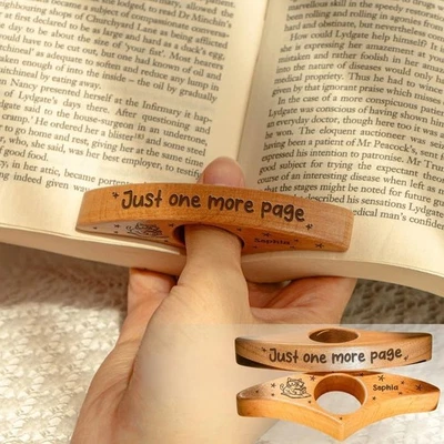 Personalised Book Page Holder - Just One More Page, Custom Wooden Thumb Page Hol
