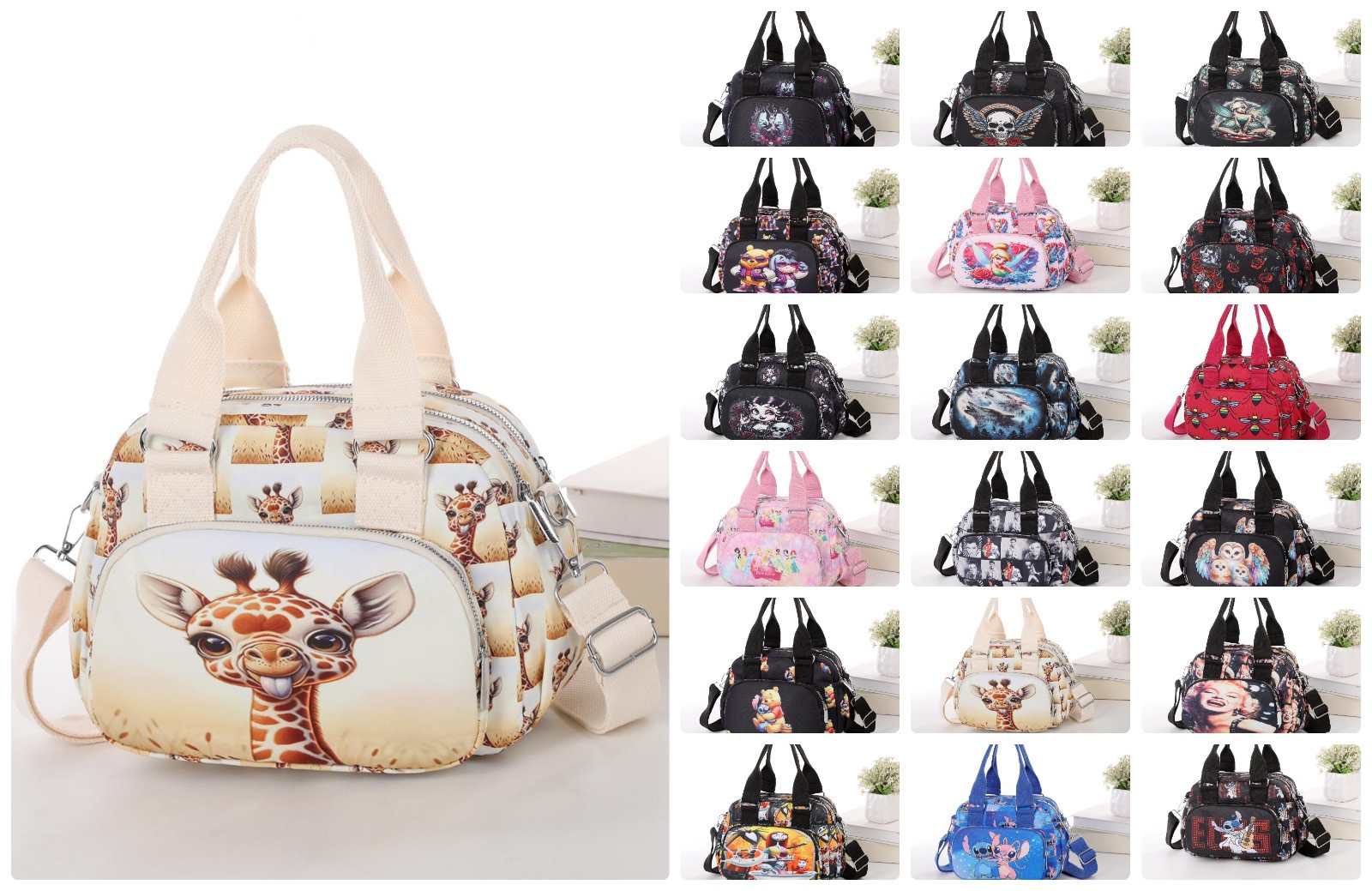 PONY Borsa donna doppio manico stampata con pieghe donna corpo incrociato 2502