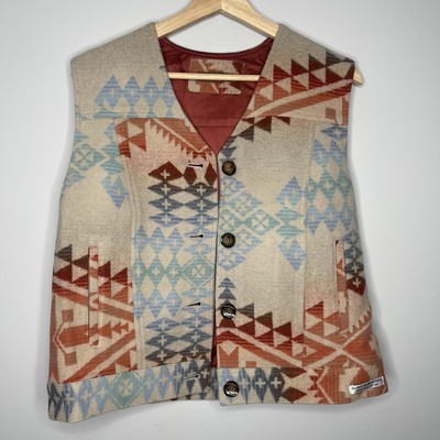   Vintage High Grade Pendleton Wool Vest Western Aztec Large lG Womens Rare!