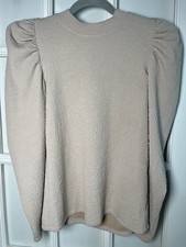 THML Womens Textured Mock Neck Puff Sleeve Bl...