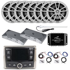 Infinity Marine Bluetooth Receiver, 8x 6.5" 225W Speakers, 2x Amp  Accessories
