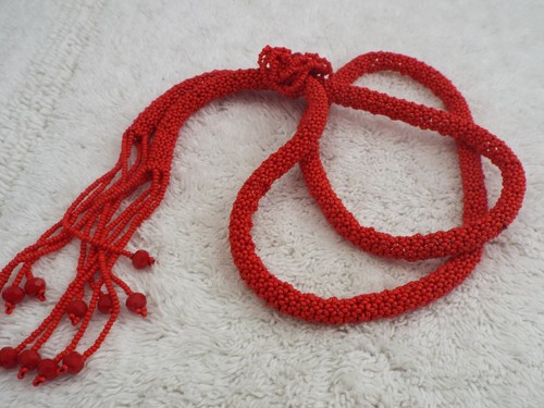 Rote Mikro Glas Perlen Lariat Seil Quaste Halskette (J51) - Bild 3 von 3