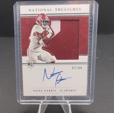 2021 Panini National Treasures Najee Harris Auto MEM RC /99 Alabama #104