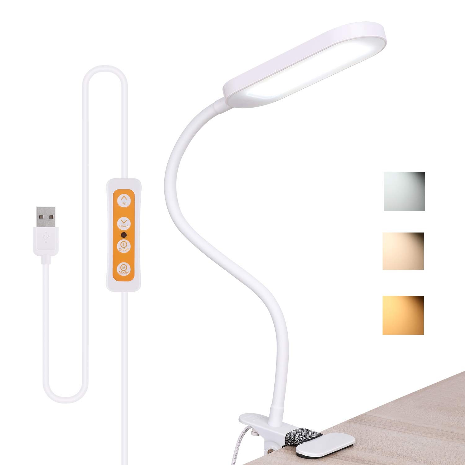 Lampe de Bureau à Pince LED Noire Flexible pour Lecture et Travail Nocturne