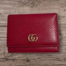 GUCCI GG Marmont Red Leather Compact Trifold Wallet Made in Italy - with COA