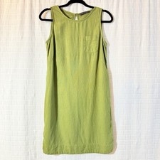 M&S Women’s Flax Linen Size 8 Sleeveless Tunic Summer Dress Lime Green