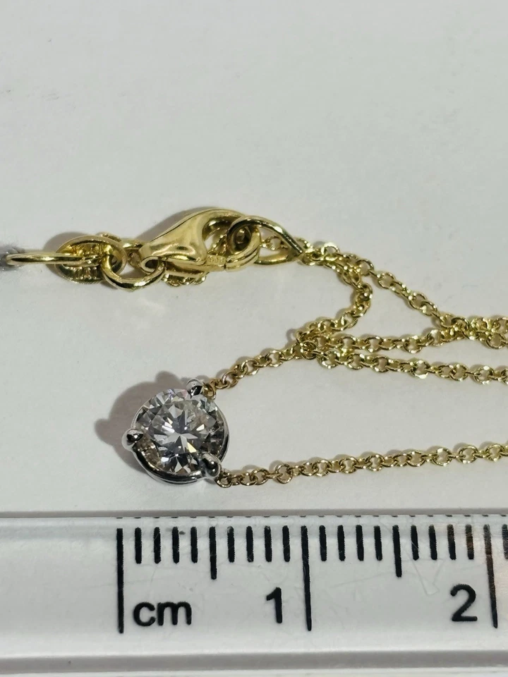 "Collar Diamante Mujer 14k Solitario Natural 45 Puntos Redondo 18""ch" Foto 4 de 4