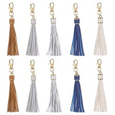 10pcs Leather Tassels, 6" Keychain Tassel with Lobster Swivel 5 Color