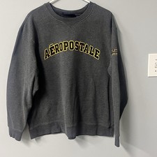 vintage aeropostale crewneck sweater gray yellow cotton poly blend fall y2k