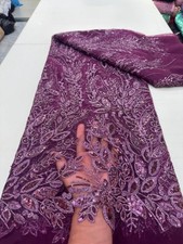 YQOINFKS Sequin Embroidered Tulle Net 5 Yards Lace Fabric Wedding Dress Latest