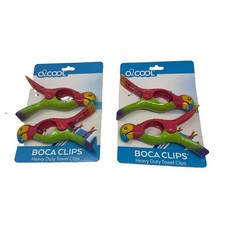 2-2 Piece O2COOL BOCA CLIPS HEAVY DUTY TOWEL CLIPS-TROPICAL PARROT DESIGN