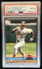 1991 Topps Stadium Club Members Only Rickey Henderson Athletics PSA 8