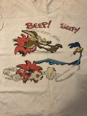 1993 Vintage Looney Tunes Road Runner Wile E Coyote T Shirt Beep Beep