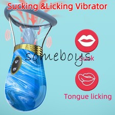 2 in1 G-spot Nipple Sucking Clitoral Stimulator Licking Tongue Vibrating Women