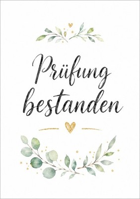 1x  Prüfung bestanden  Postkarte Herzlichen Glückwunsch Champagner Konfetti 