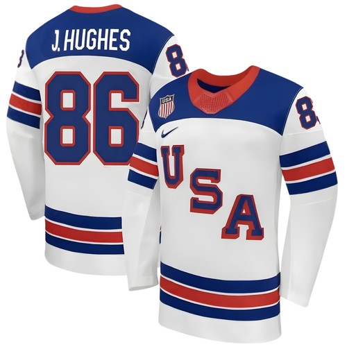 86 J.Hughes Team USA Winter Olympics 2026 Jersey White Stitched All Sizes S-3XL