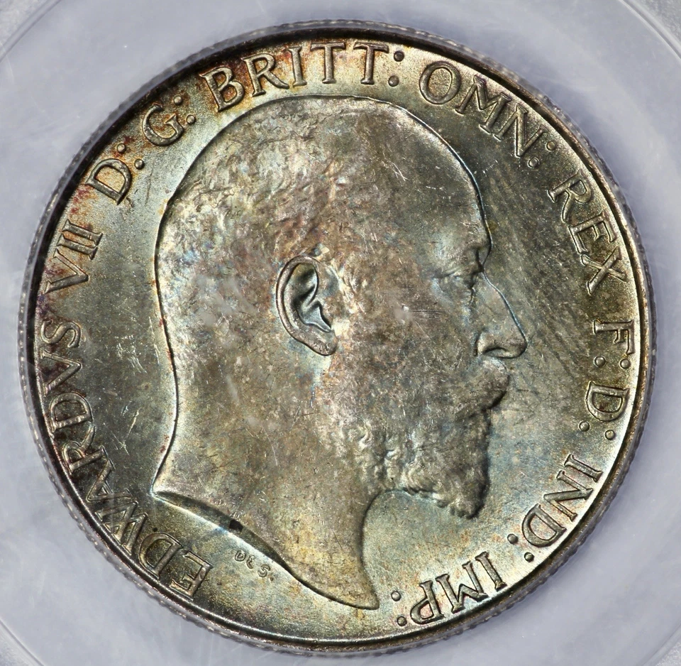 1902 Great Britain Silver Florin PCGS MS 64 Aquamarine Toning - Image 2 of 4