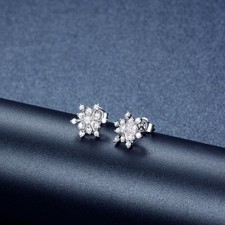 3 Ct Round Cut Simulated Diamond Women Star Stud Earring 14K White Gold Plated