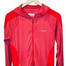 Columbia Omni-Wick Full Zip Hoodie Women Medium Red Coral Thumbhole Activewear