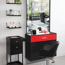 Wall Mount Salon Cabinet Barber Stations with Mirror Barber Beauty Spa Equipment