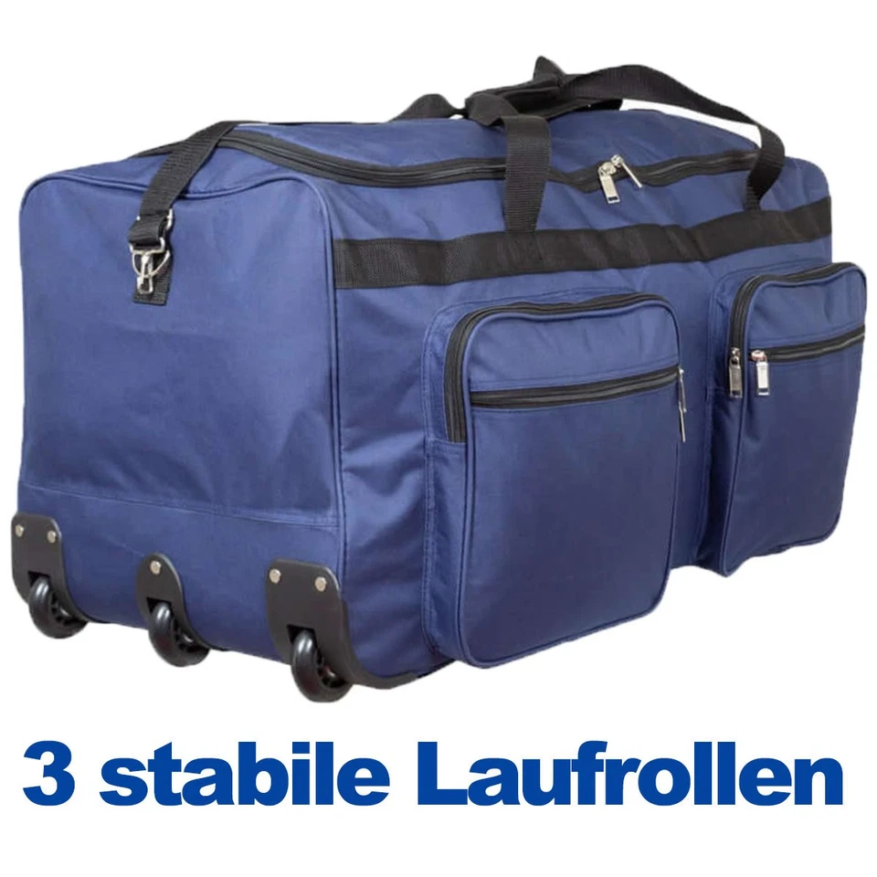 XXL Reisetasche Trolleytasche Blau Teleskopgriff 3 Laufrollen Aufsatztaschen - Bild 3 von 4