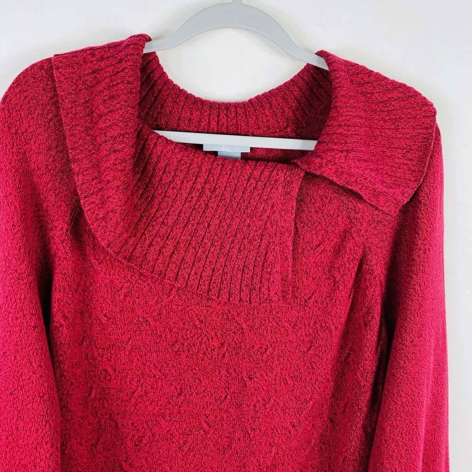 Suéter Pullover Catherines Talla 2X 22 24 Cuello Capucha Rojo 100% Algodón Foto 3 de 4