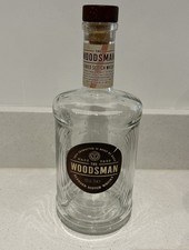Empty The Woodsman 70 cl Scotch Whisky Bottle With A Wooden Top Cork Stopper.