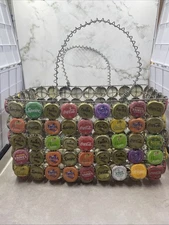 Vintage Coca-Cola Bottle Cap Wire Bag/Purse Basket Rectangular Africa S America