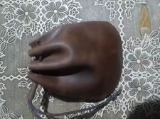Small vintage genuine leather wallet, unisex, with a drawstring, brown 2026
