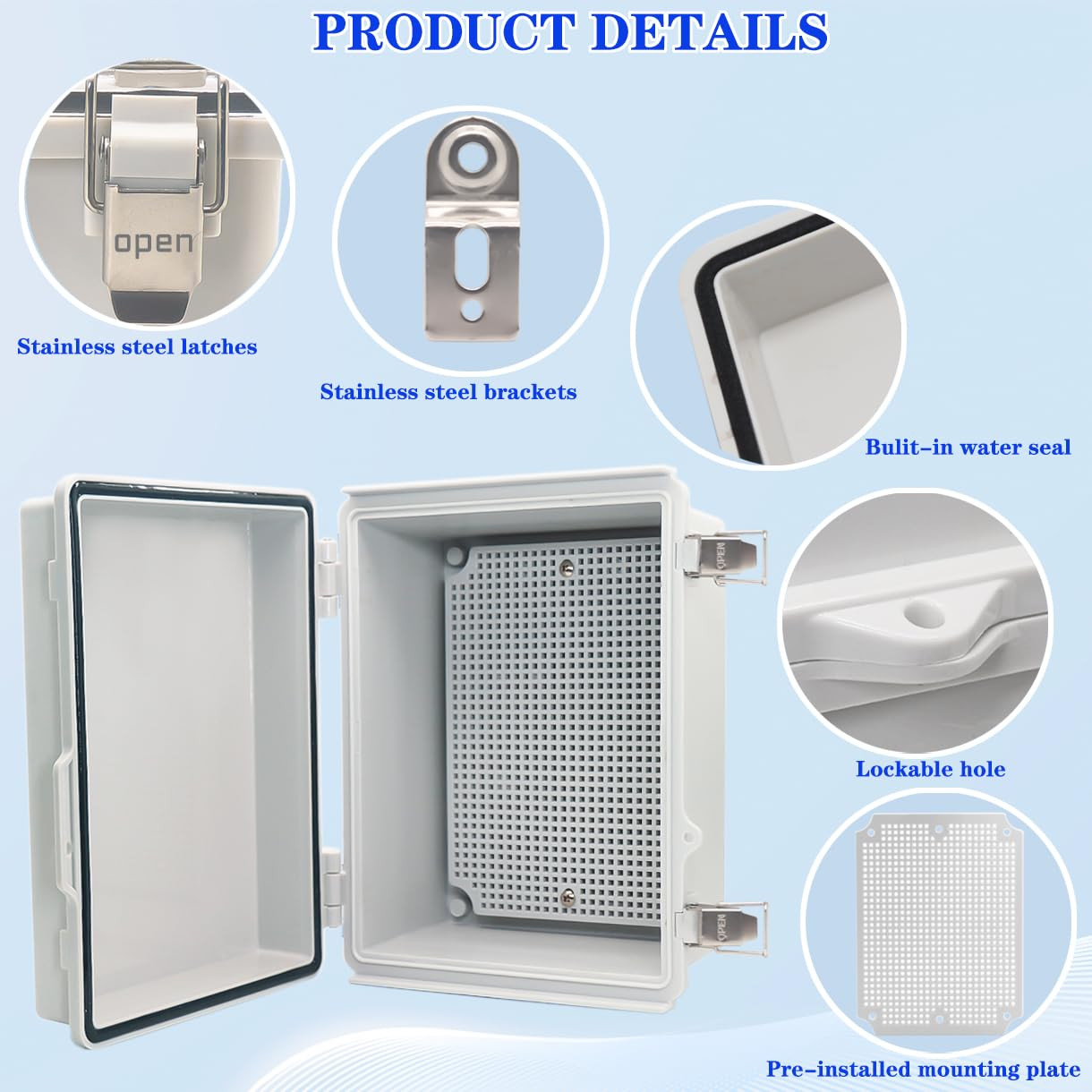 Outdoor Waterproof Electrical Box Junction Box Weatherproof IP67 ABS Plastic Enc