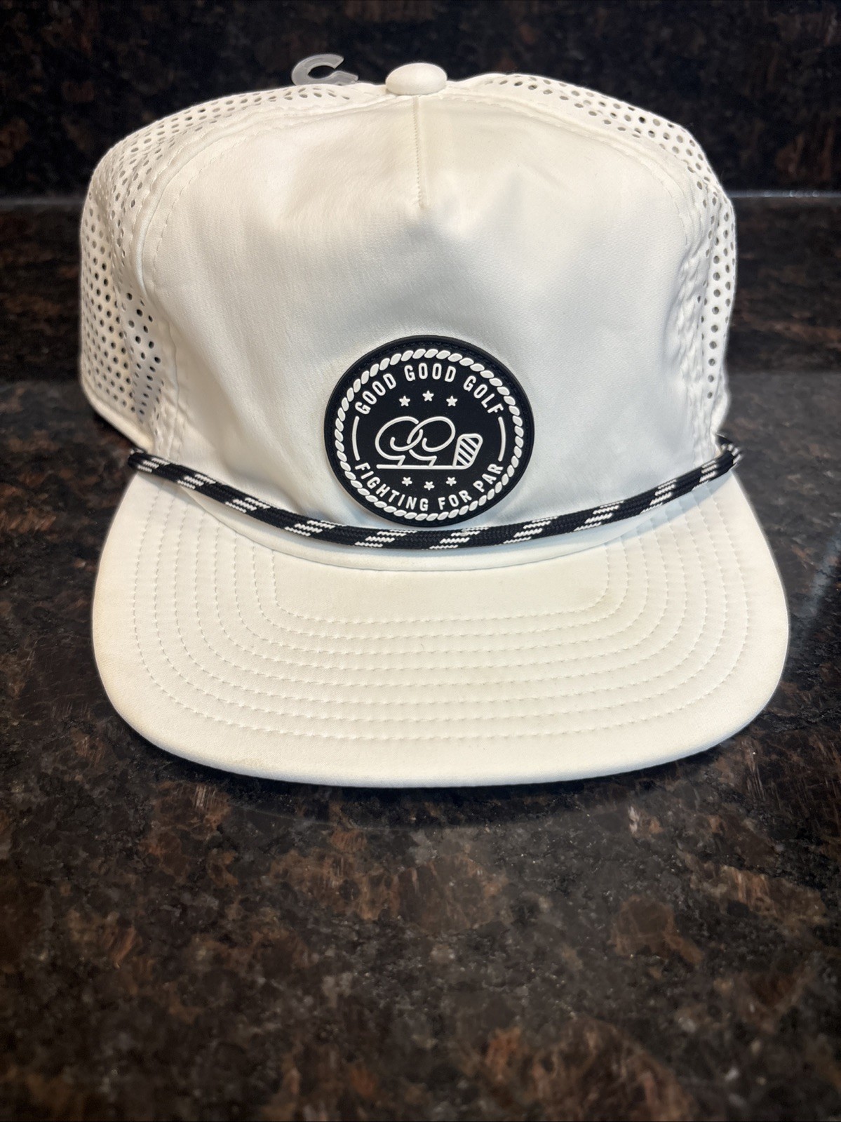 Good Good Golf Hat Rope Hat Snap Back White Fighting For Par New Without Tags