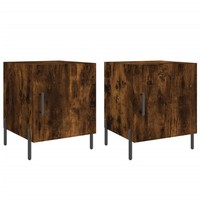 Nachttische2Er Set RäUchereiche 40X40X50 Cm Holz Nachtkonsole