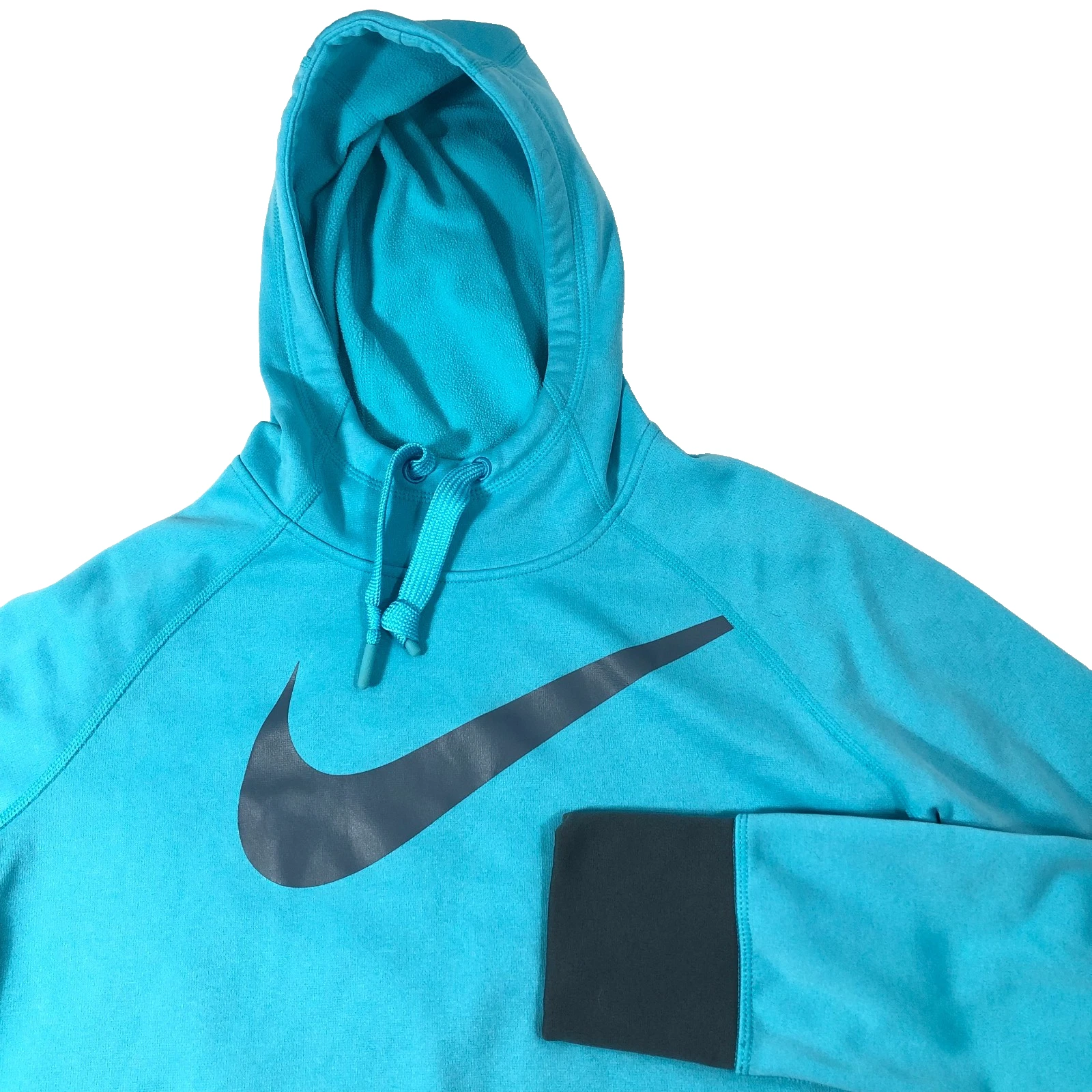 Nike Hoodie Men's Large Teal Blue Gray Therma-Fit Pullover Sweatshirt Athletic