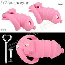 Soft Silicone Chastity Device Cage Padlock with 5 Penis Rings Restraint for Male
