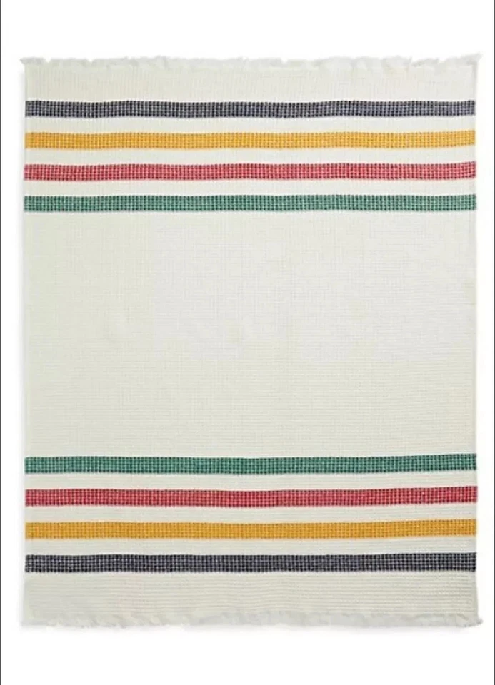 CANADA Hudson's Bay HBC Stripes Multi-Stripe Cotton Knit Throw Blanket NEW - Image 4 of 4