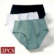 3 Pc Cotton High Waist Panties Women Seamless Briefs Comfort Soft Underwear