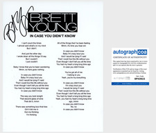 BRETT YOUNG SIGNED IN CASE YOU DIDN'T KNOW LYRIC SHEET w/EXACT PROOF & COA