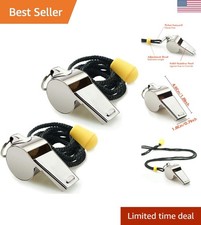 Loud Crisp Sound Whistles 2-Pack with Lanyard - Ideal for Officials  Lifeguards