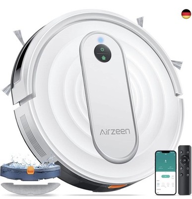 Airzeen Saugroboter mit Wischfunktion,4000Pa Starke Saugkraft J10 Staubsauger
